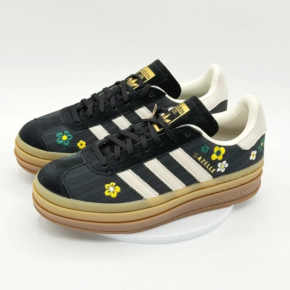 Adidas X Liberty London Gazelle Bold / Size 7.5 Black White Flowers IH1922, NEW